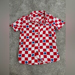 Cat and Jack Red white blue American flag patriotic rayon button down shirt 4T